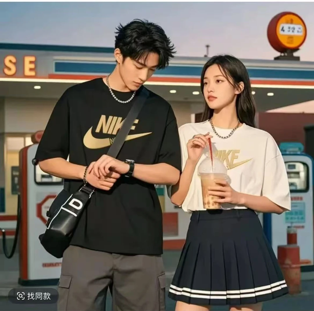 【一折粉丝福利】潮牌男女情侣纯棉圆领百搭T恤高品质潮流