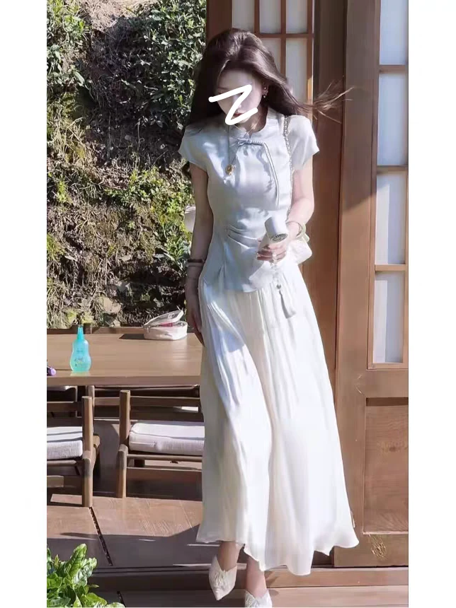夏日绝美套装2025新款气质新中式修身国风上衣半身裙大方得体女装