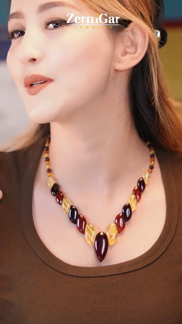 裸石琥珀未镶嵌天然琥珀项链