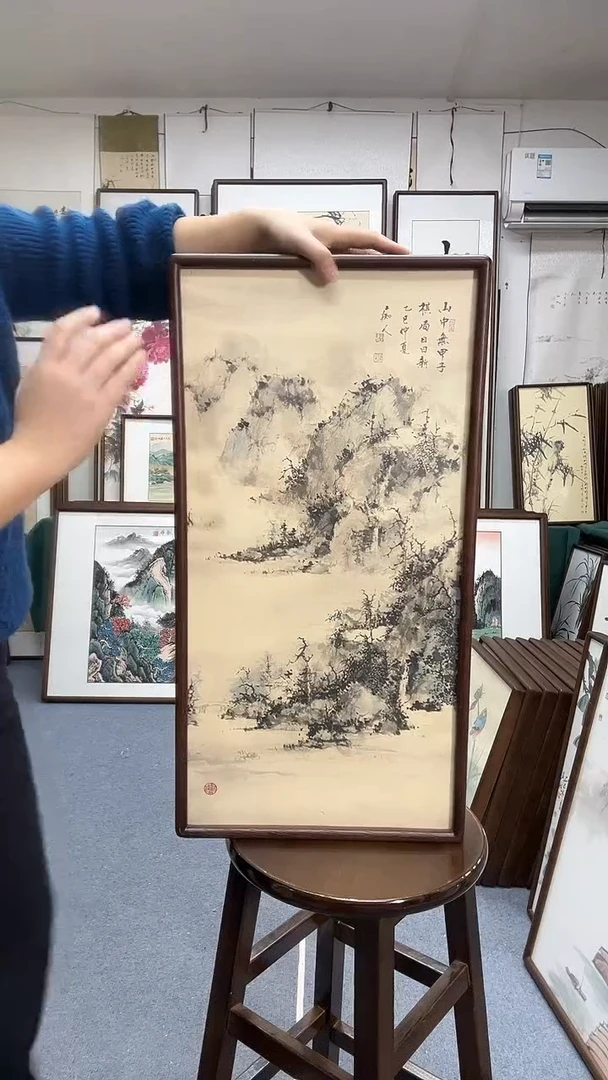 国画尺寸35*68实木画框京东包邮手绘