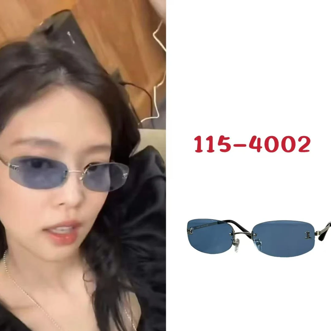 无边框平光复古千禧欧美风方形小脸防紫外线太阳镜