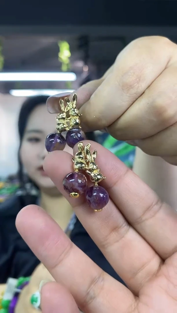 水晶耳饰银S925镶嵌多样性发其一颜色微差