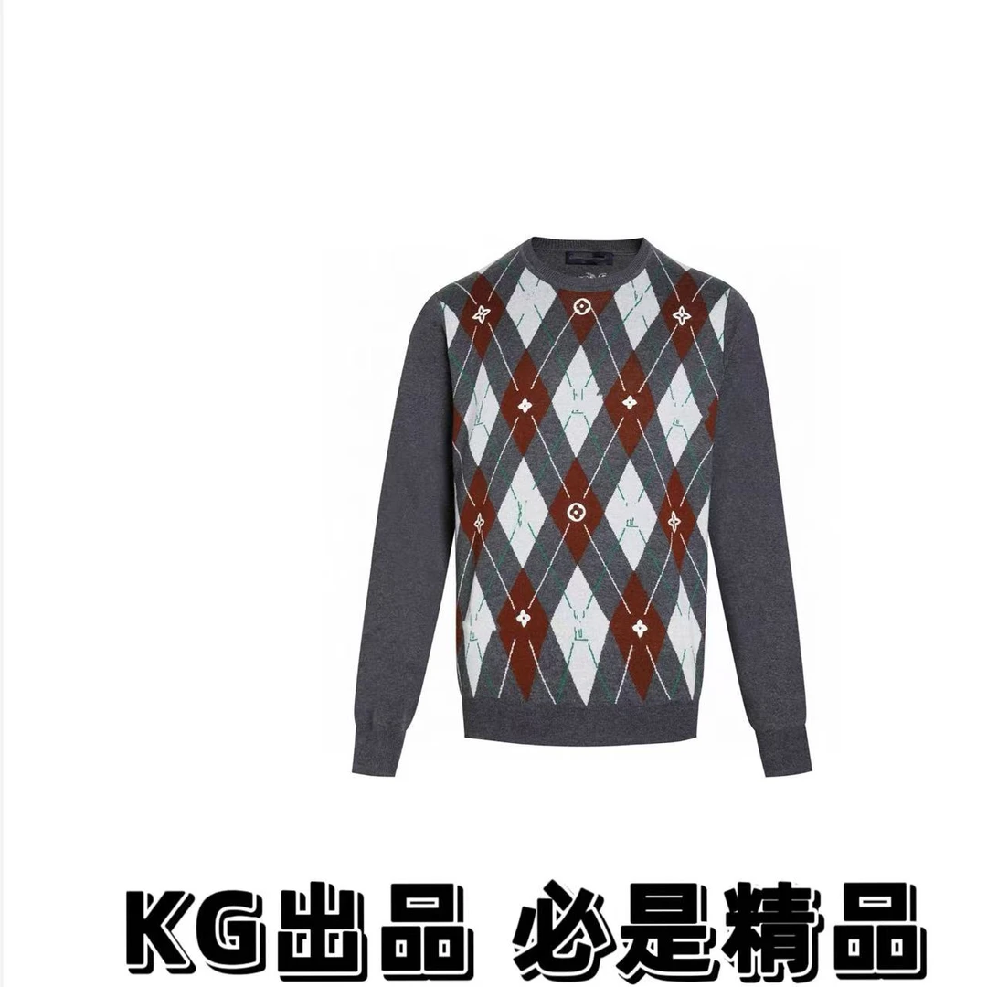 kg出品（男女同款）菱形格针织毛衣