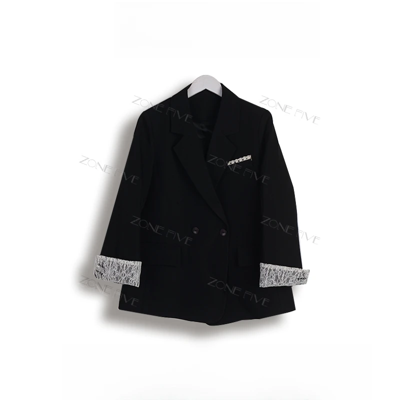 2025年新款早春季蕾丝花边西装外套女修身小西服时尚