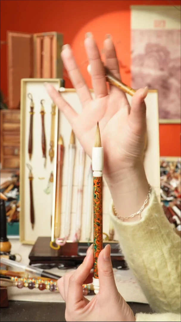 26号闪孤品高货毛笔链接 清水试笔 蘸墨不退