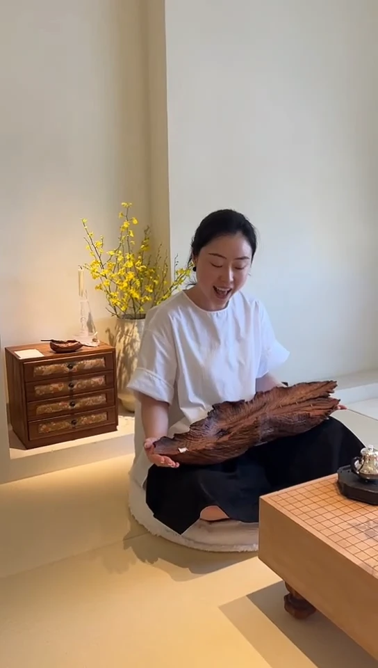 茶道摆件0006177果子器大号天然木