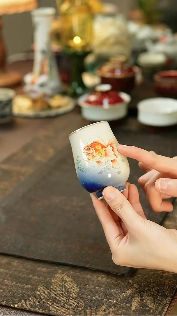 景德镇陶瓷杯碗柴烧多人