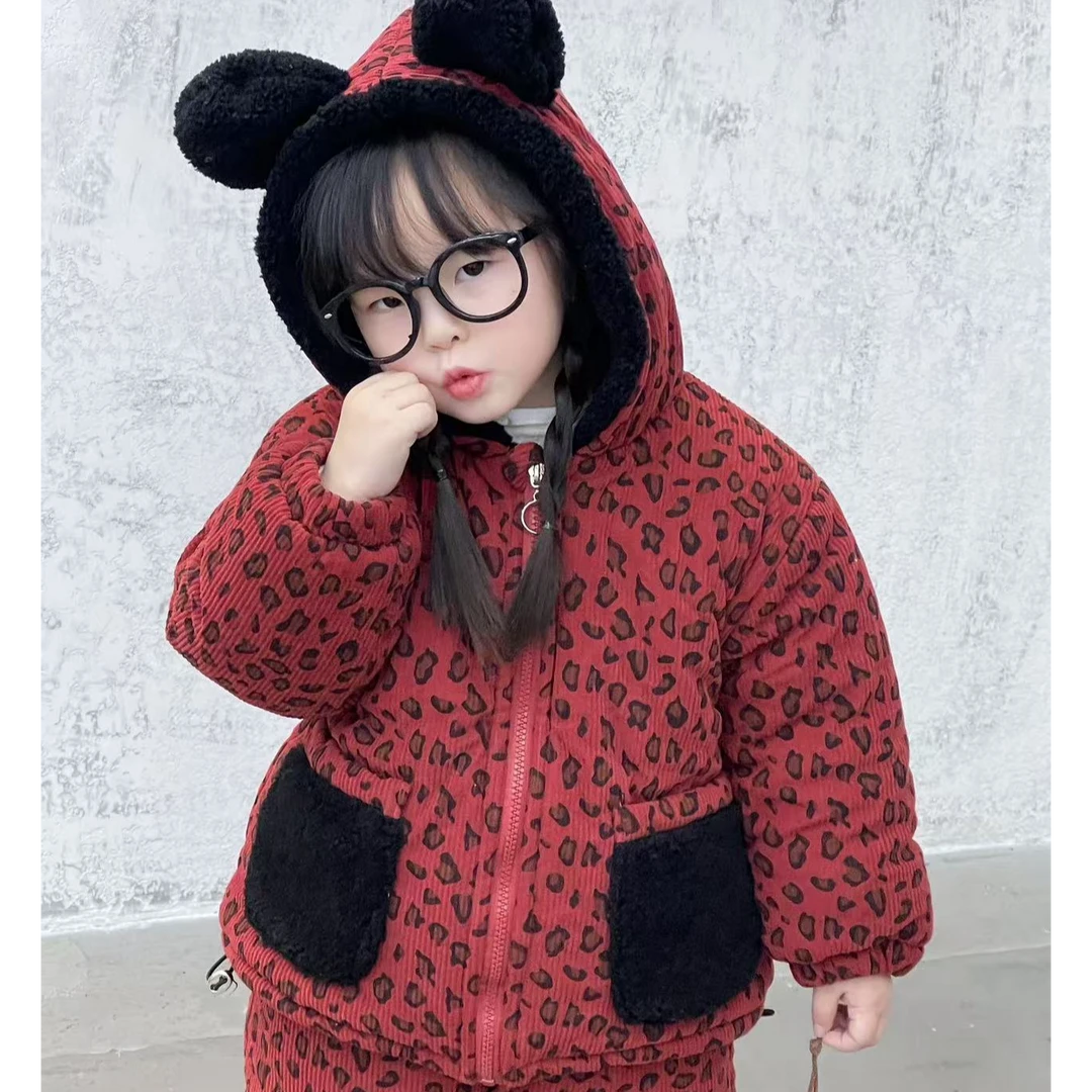 红色豹纹儿童睡衣家居服