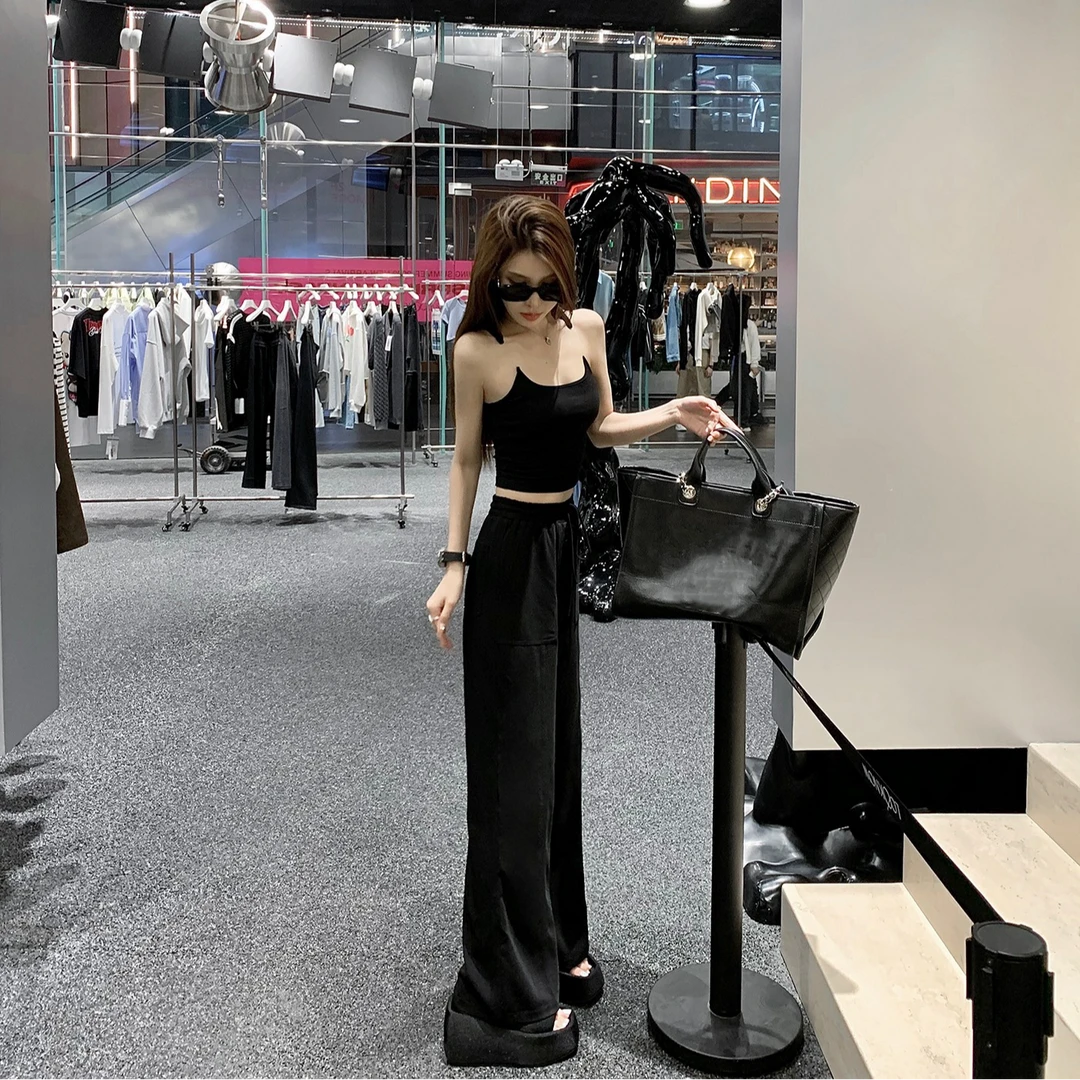 J轮J1【Social绑带玩家】 绑带垂坠感懒懒阔腿裤 显瘦天花板