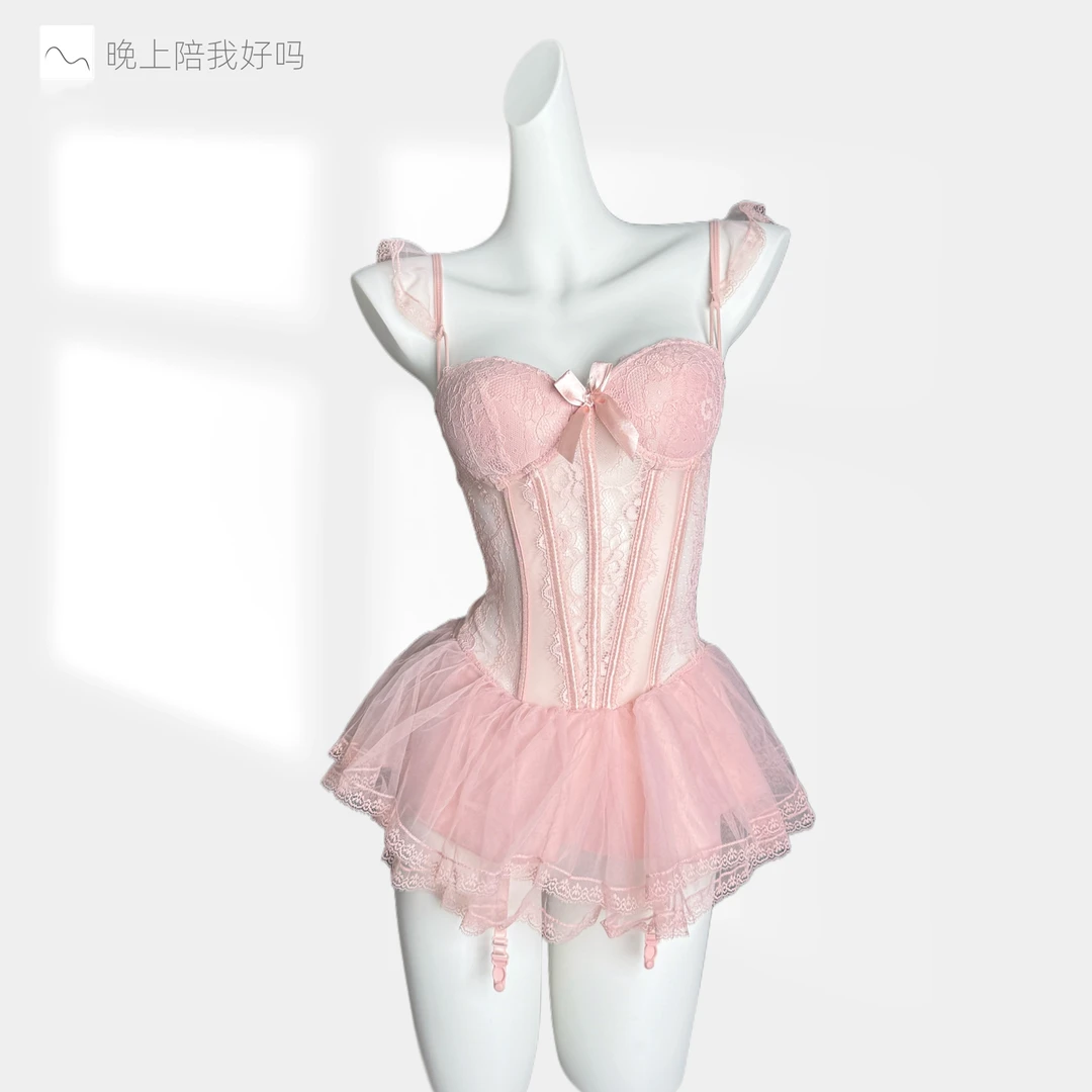 炽热-钢圈聚拢睡裙胸垫蓬蓬裙摆纯欲吊带辣妹氛围感睡衣