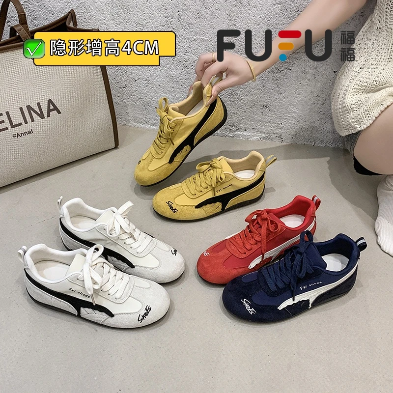 福福内增高德训鞋女2025夏季新款百搭休闲运动鞋轻便软底阿甘鞋子