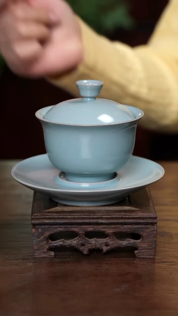 【闪购商品】L·宝丰宋官窑原产地仿古釉汝瓷 三才