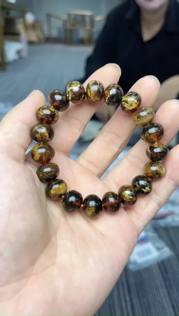 裸石琥珀未镶嵌抚顺琥珀12+花蜡手串