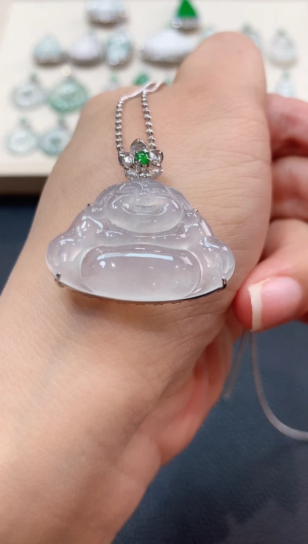 翡翠18K金镶嵌吊坠(不含链)b59母亲节礼物