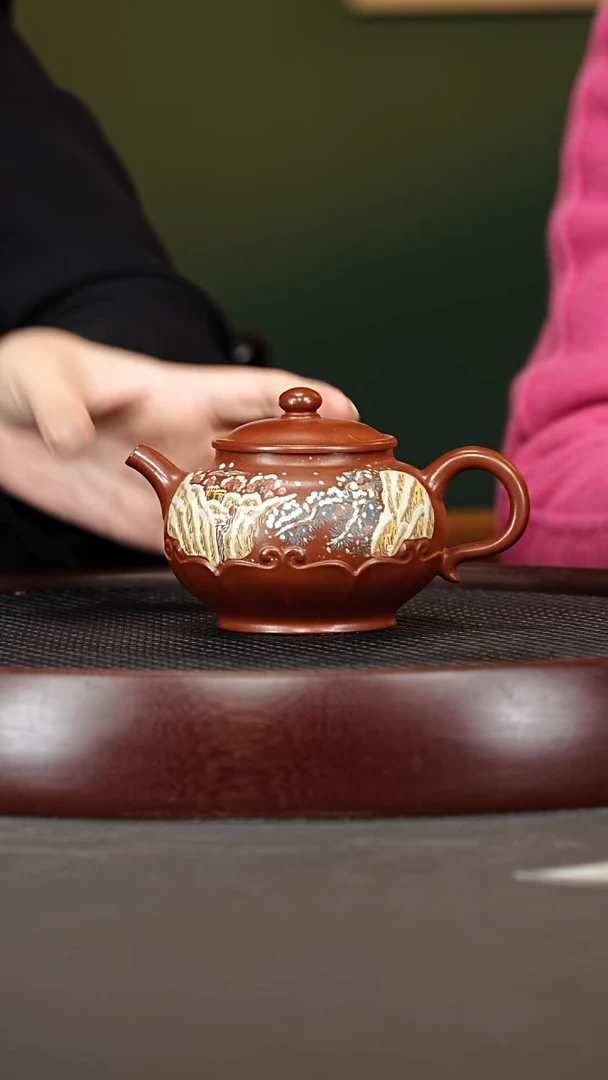 茶壶紫砂140ZXJ如意莲子 龙山大红泥260cc