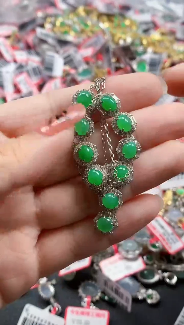 银S925镶嵌戒指翡翠天然A货缅甸翡翠