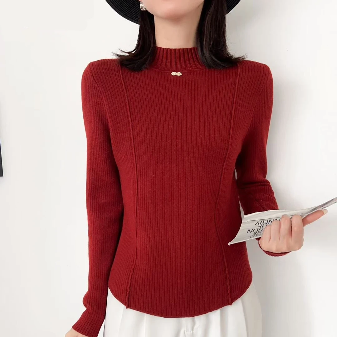 边芙卡加绒毛衣女装款半高领保暖打底内搭新款时尚5531