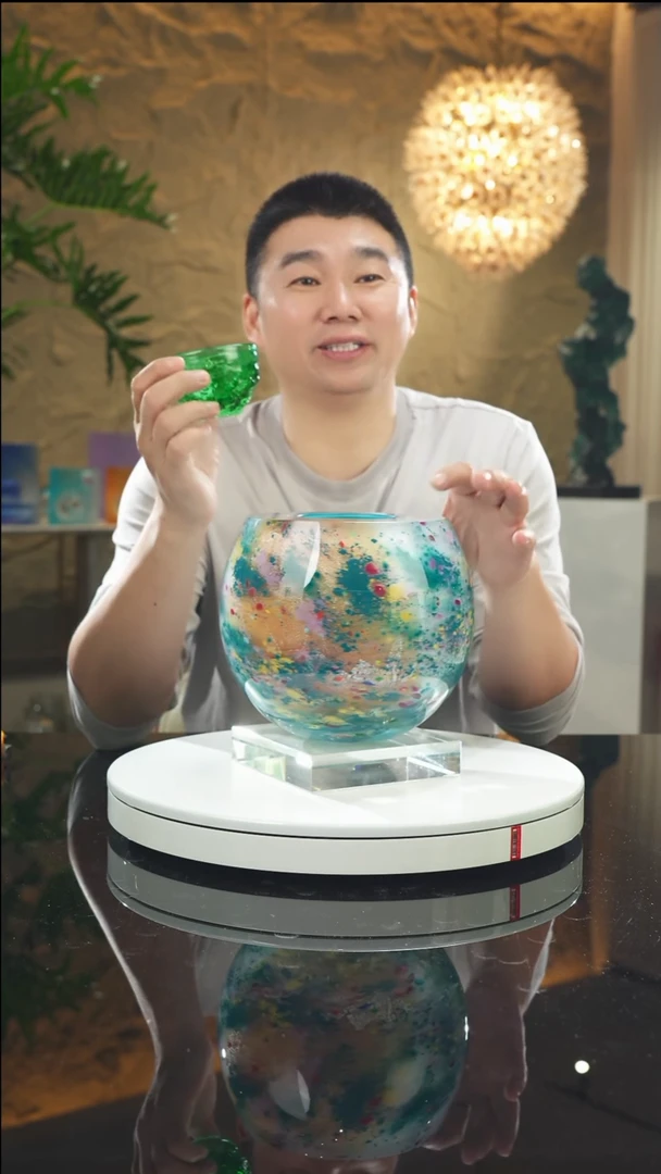 【闪购商品】瓷片设计款莫纳花瓶带绿色茶杯