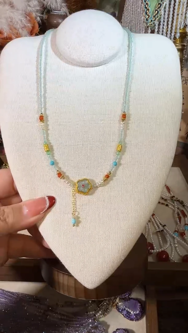 项链未镶嵌淡水珍珠翡翠梅花 096