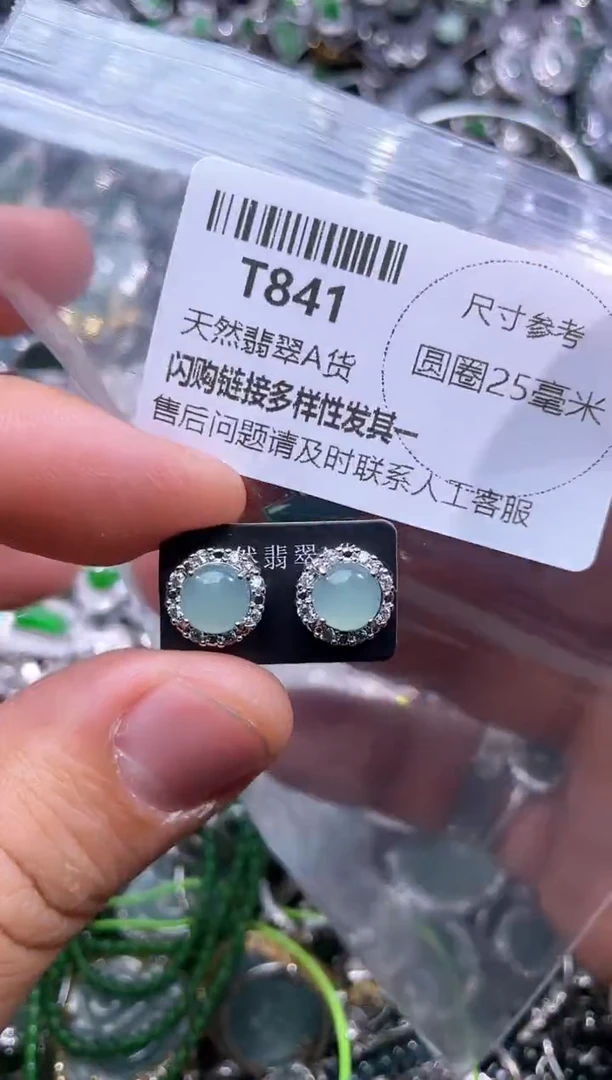 【闪购商品】翡翠颈饰未镶嵌T841耳钉
