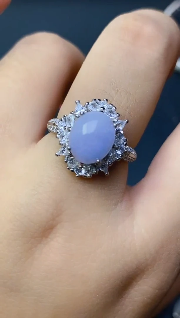 翡翠戒指银S925镶嵌百内无证书