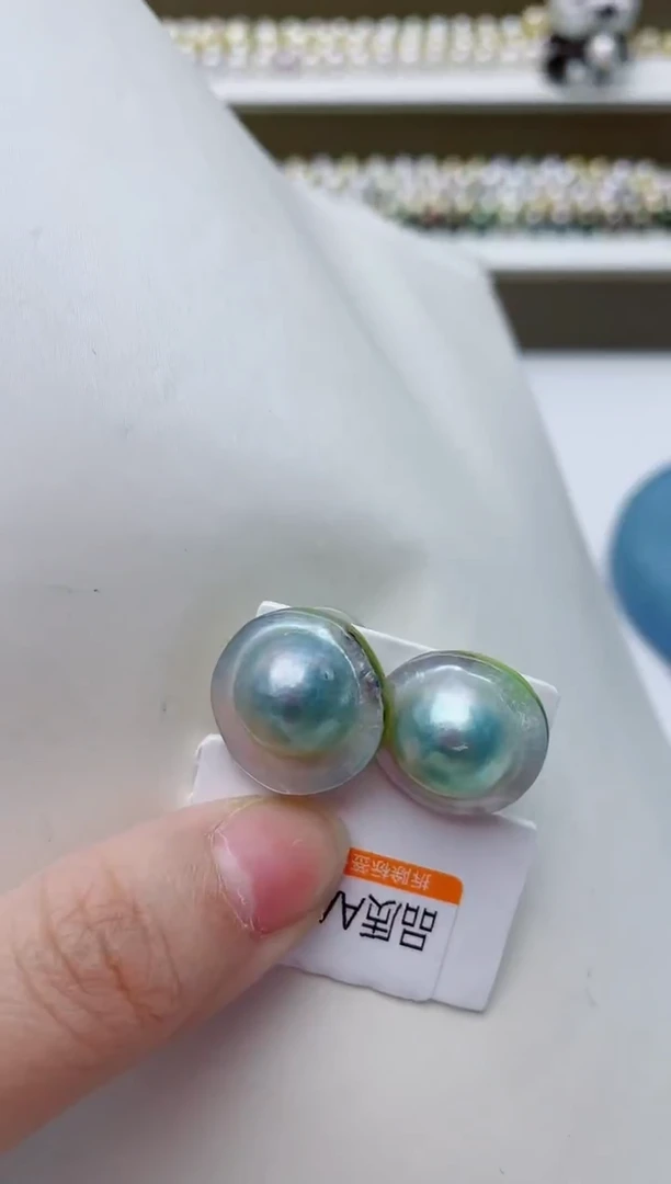 【闪购商品】拼合珍珠（马贝珠）耳饰银S925镶嵌A115