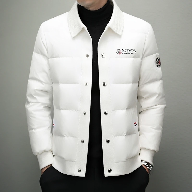 【大牌撤柜】轻奢冬季保暖厚款时尚短款白鸭绒羽绒服男