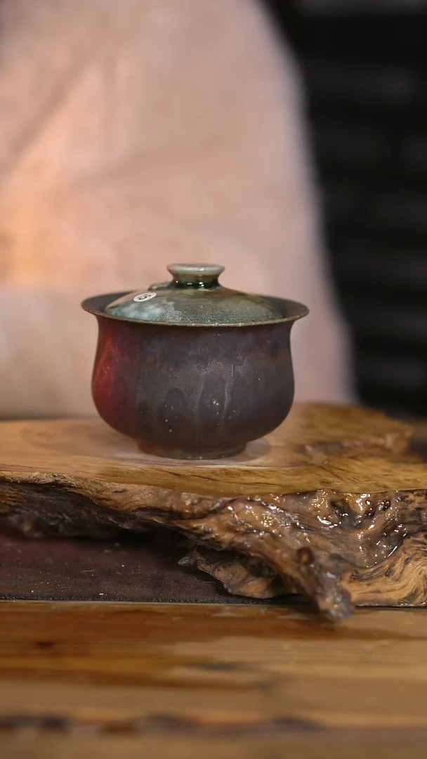 景德镇纯柴烧 顶翠盖碗 15