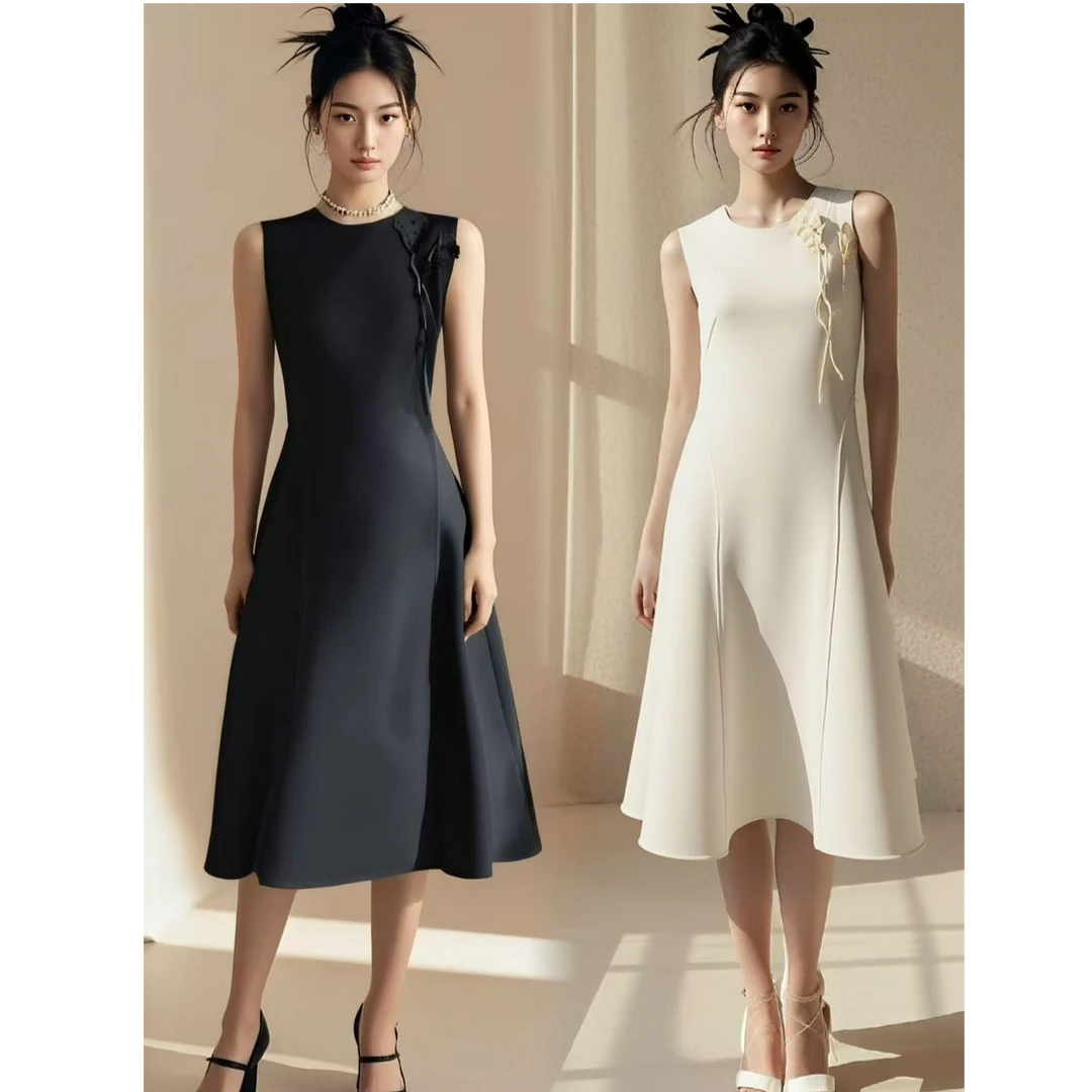 （南油小小李）连衣裙无袖名媛裙子常规优雅拉链2025夏季夏季法式