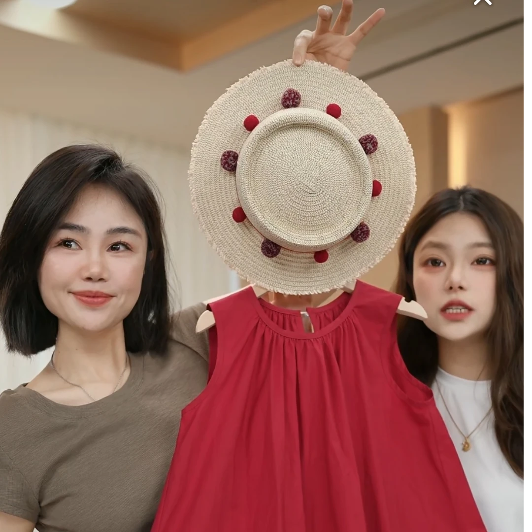 布丁哈鲁2025夏款女童户外时尚百搭草帽25X044