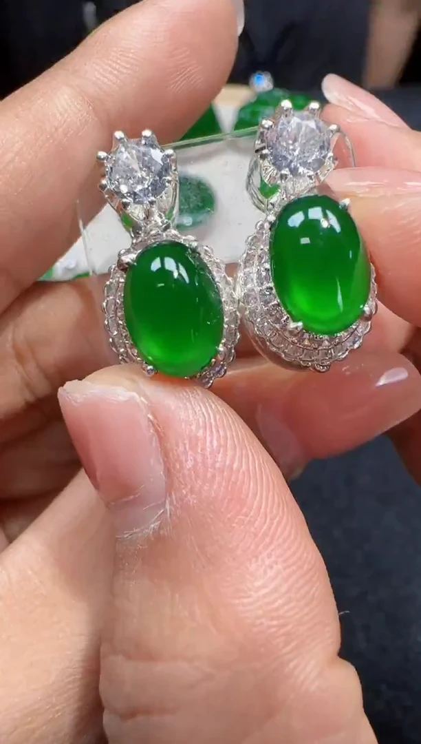 未镶嵌定制翡翠翡翠耳环190