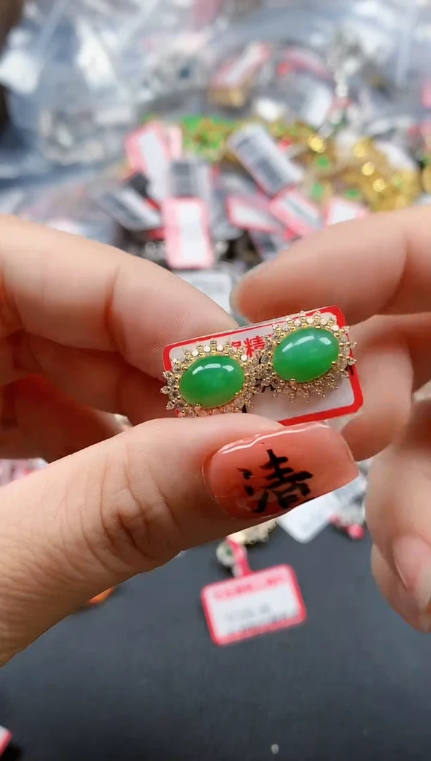 银S925镶嵌戒指翡翠天然A货缅甸翡翠