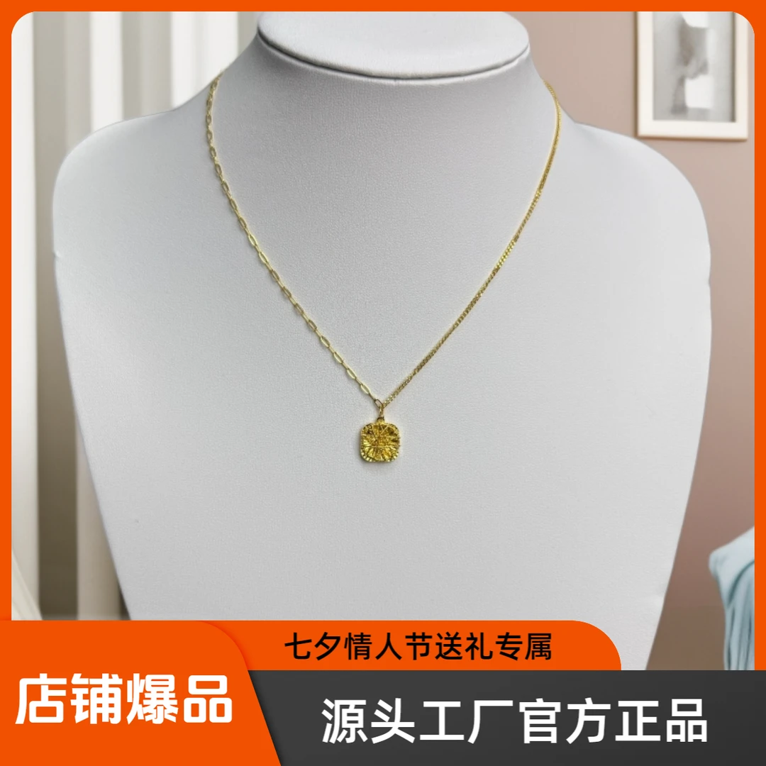 吊坠足银 方糖足银套链 情人节送礼女生礼物简约百搭轻奢