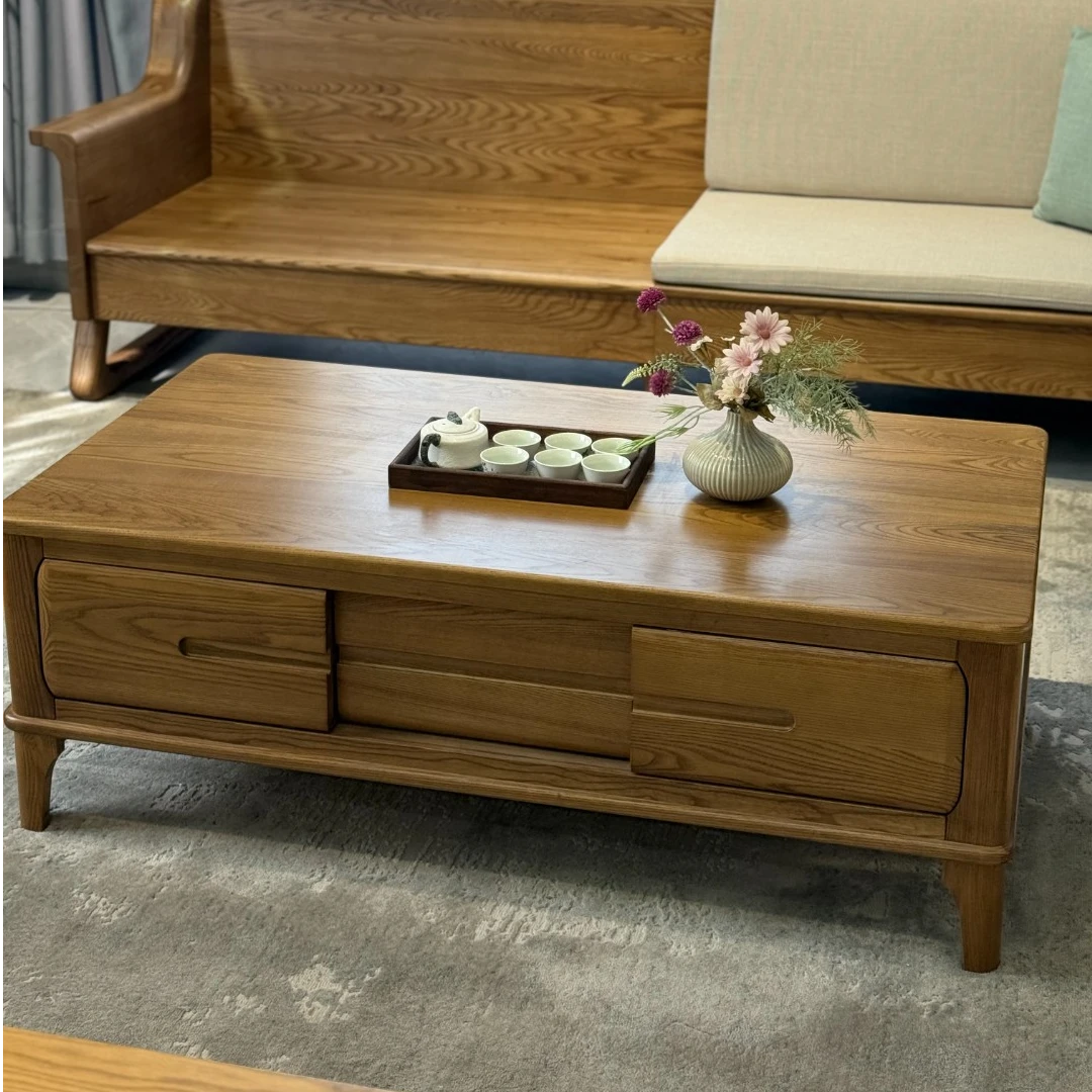 北欧白蜡木茶几电视柜组合简约客厅储物家用