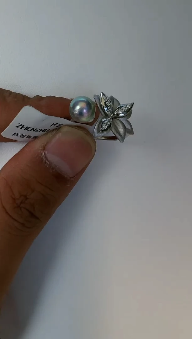 海水珍珠银S925镶嵌戒指戒指