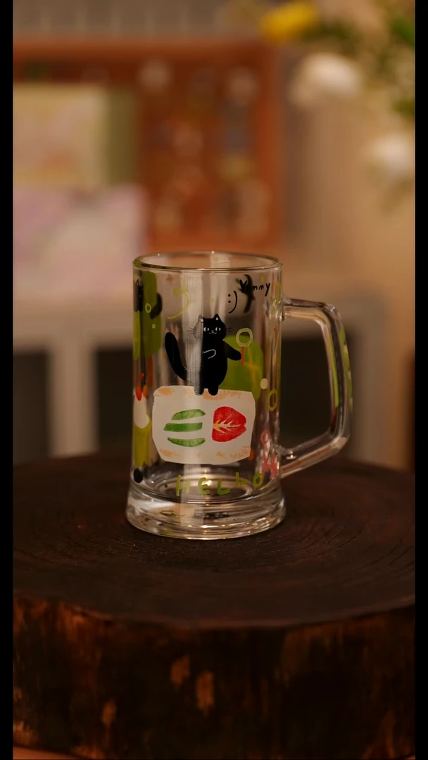 摆件陶小猫玻璃杯400