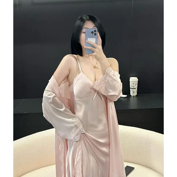 韩版网红性感夏季纯欲设计感气质睡袍法式