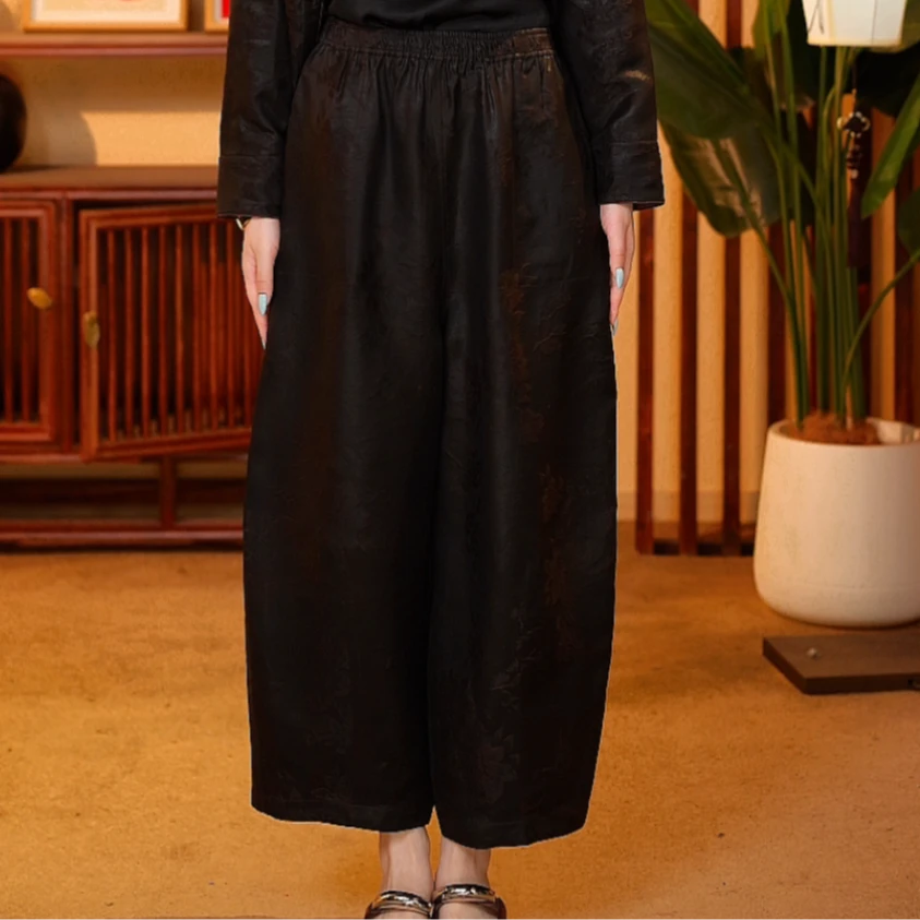 【618】新中式国风 713268 油缎 老料 70姆米 双面双穿 花苞裤 L88