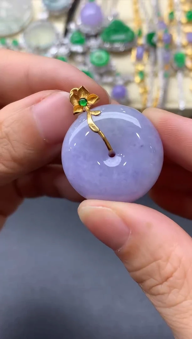 颈饰18K金镶嵌翡翠483-中国好珍宝