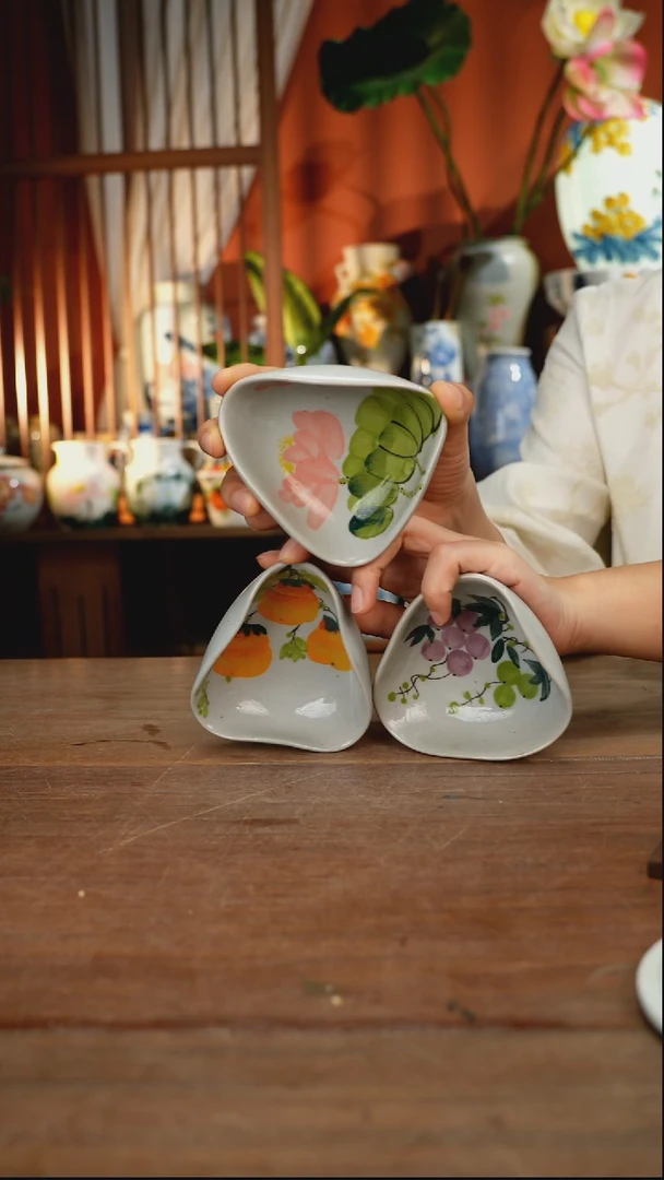 瓷片【简家甄选】景德镇设计师釉下手绘陶瓷餐具