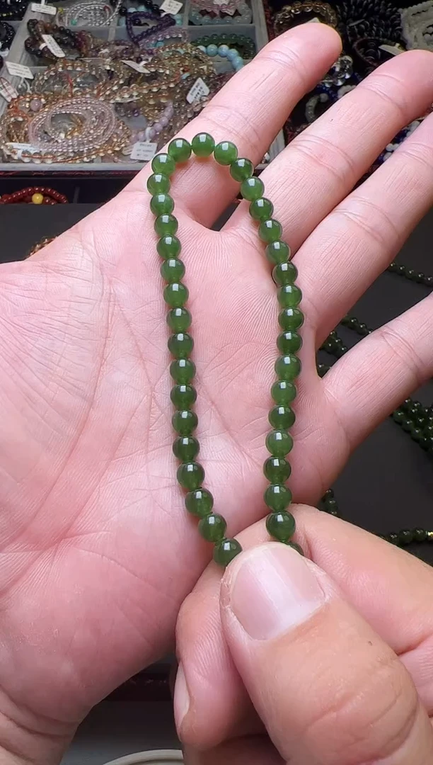 未镶嵌手链和田玉别**卜和田碧玉单圈手串