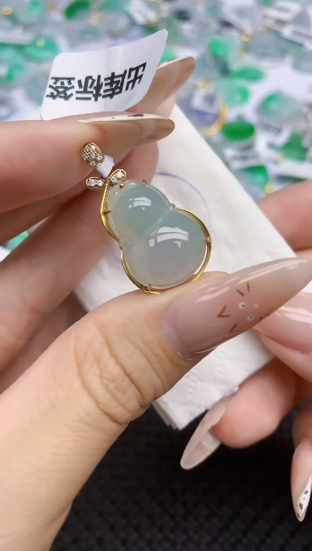 翡翠18K金镶嵌颈饰371   天然翡翠A货