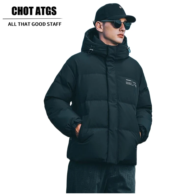 CHOT ATGS男士短款连帽户外加厚宽松秋冬装羽绒服高柔软保暖防寒