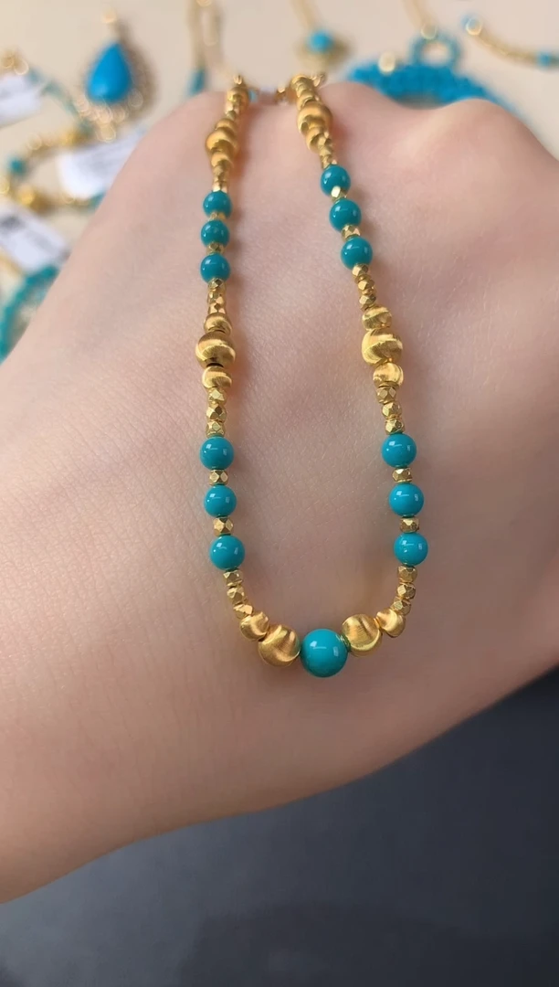 银S925镶嵌绿松石手链D559|399