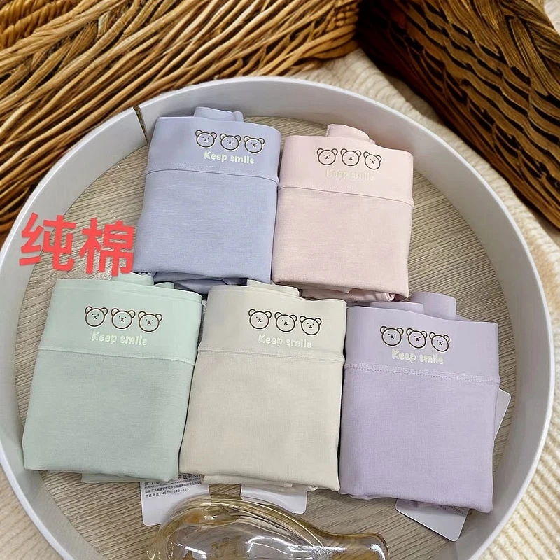 【80-130斤】新品60支棉95棉小熊女款透气柔软舒适内裤（中腰5条）