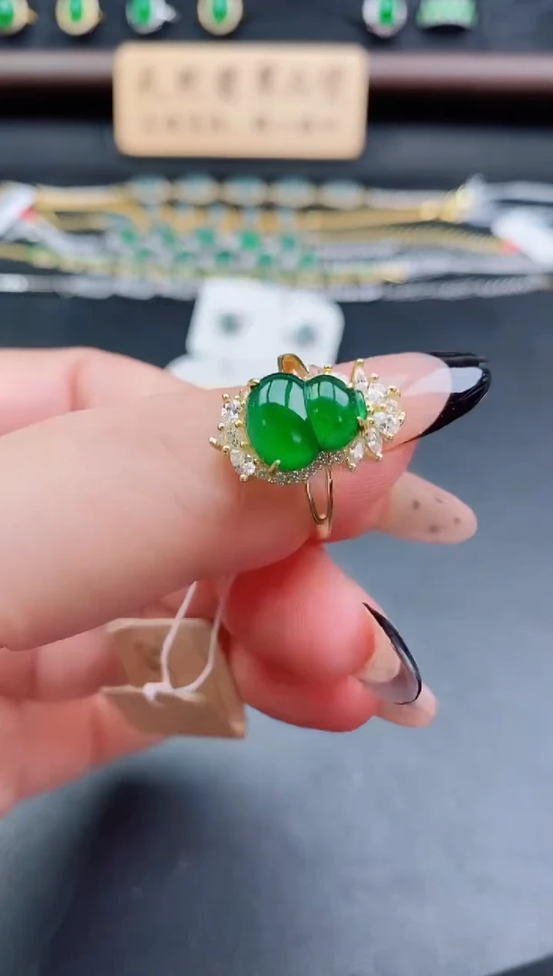 银S925镶嵌戒指翡翠1