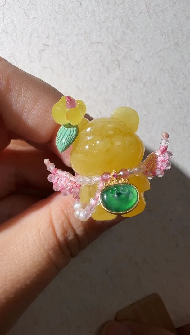 未镶嵌蜜蜡戒指蜜蜡小熊戒指