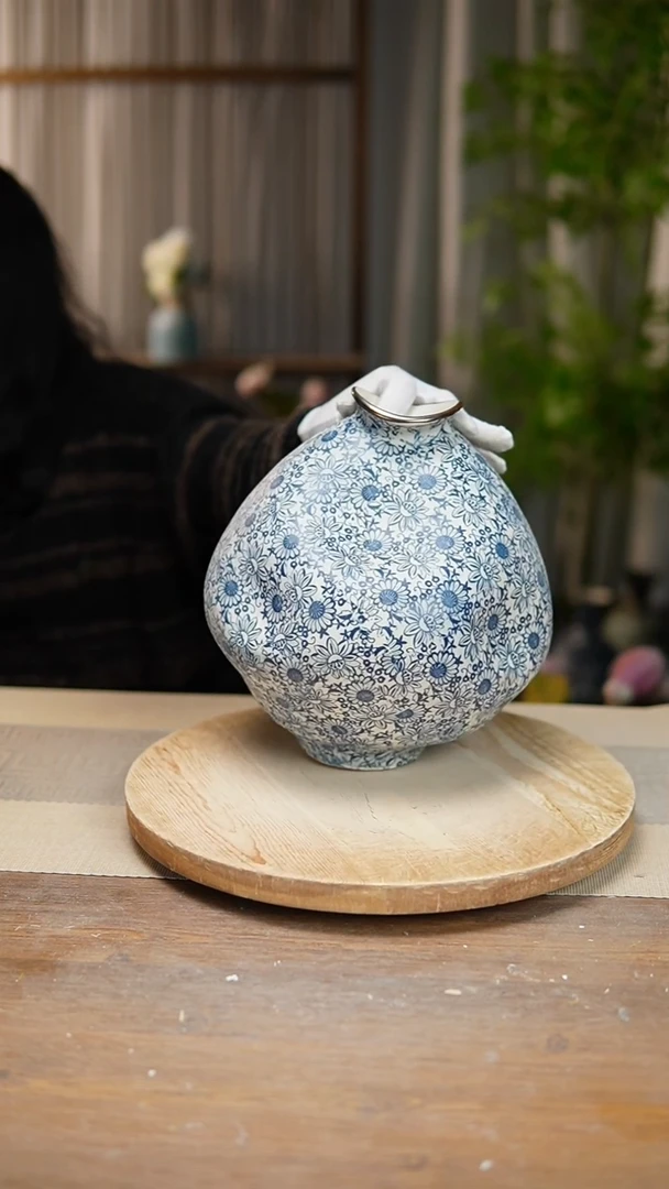 【闪购商品】陶瓷 花器青花瓷向日葵大肚