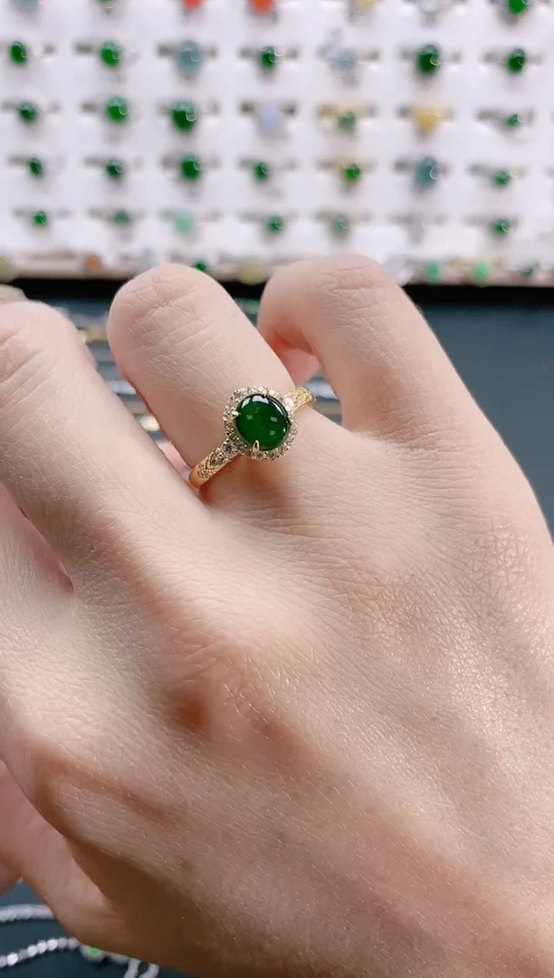 【闪购商品】翡翠戒指银S925镶嵌天然翡翠