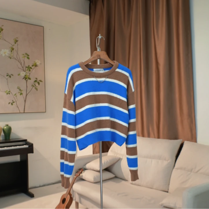D217 撞色条纹百搭针织衫女 20891